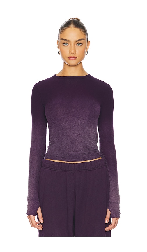 Shop Michael Lauren Alick Long Sleeve Fitted Top W/ Thumbhole Top In Purple