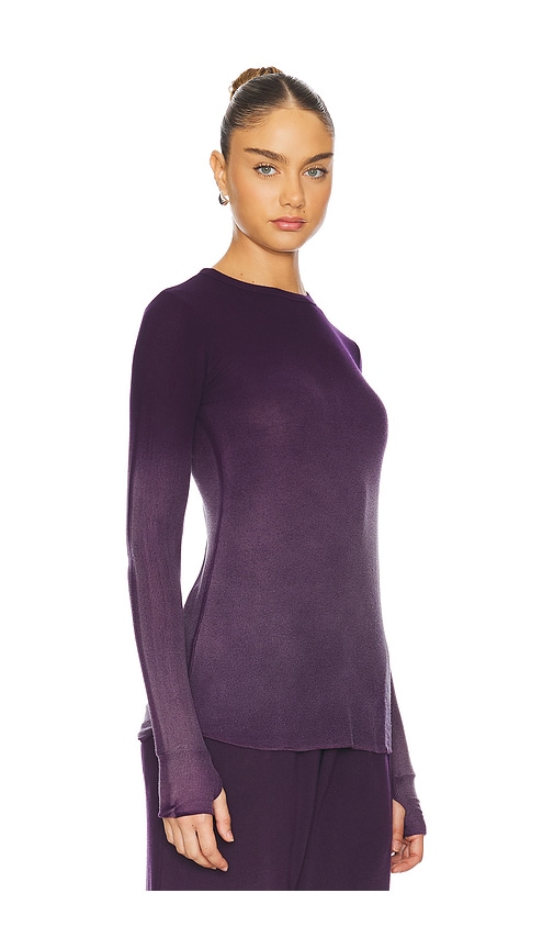 Shop Michael Lauren Alick Long Sleeve Fitted Top W/ Thumbhole Top In Purple