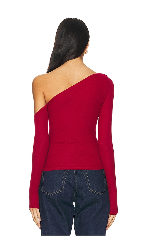  Michael Lauren Oberteil Magdaleno Asymmetrical Fitted Cold Shoulder Long Sleeve In Red. Größe S. Also In Xs, M, L, Xl. 