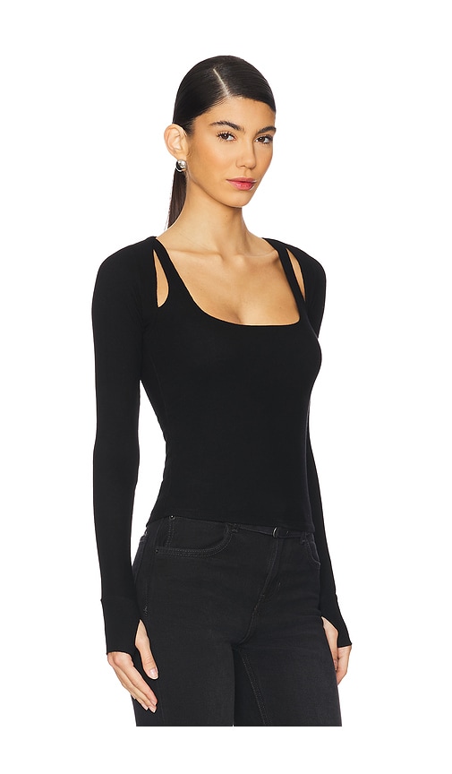  Michael Lauren Stanfield Long Sleeve Fitted Scoop Neck With Cutouts En Color Negro Talla L  (también En M, S, Xl, Xs, Xxl). 
