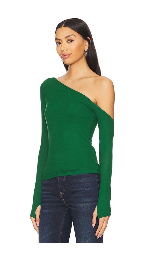  Michael Lauren Magdalino Asymmetrical Fitted Cold Shoulder Long Sleeve Top In Green. Size Xs. Also In Xl. 
