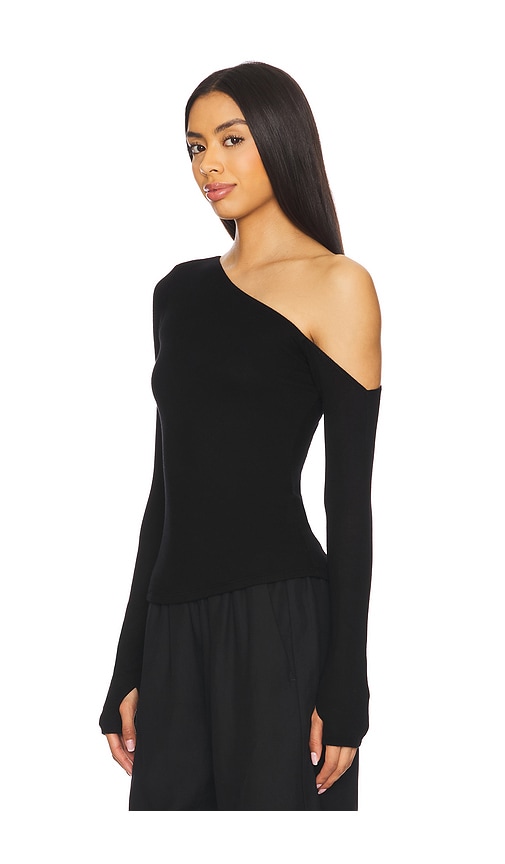  Michael Lauren Magdaleno Long Sleeve Asymmetrical Fitted Cold Shoulder Top In Black. Taglia Xs. Also In S, M, L, Xl. 
