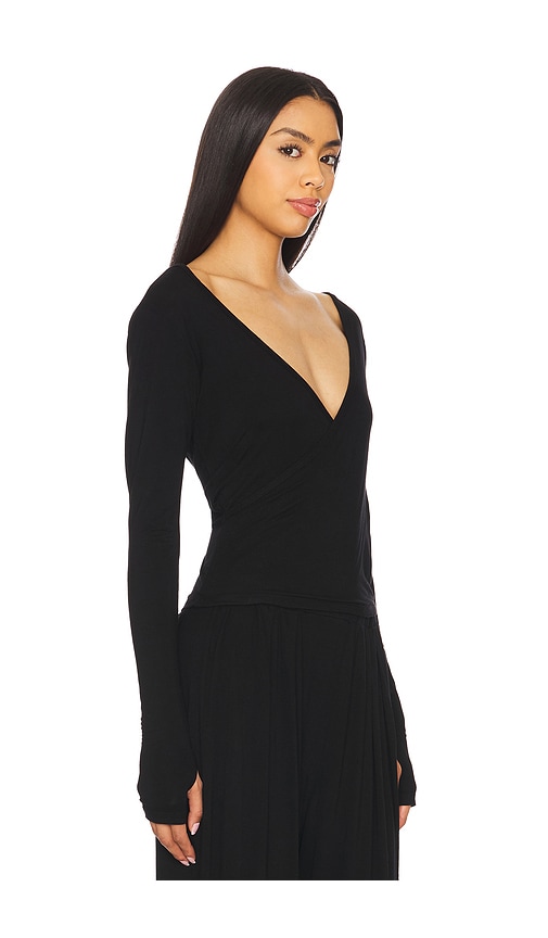 Shop Michael Lauren Aziel Long Sleeve Cross Front Top In Black