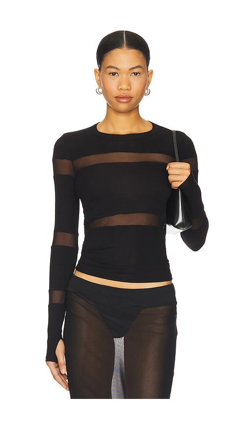 Vex Long Sleeve Fitted Top in Black. - size XS (also in L, M, S, XL)