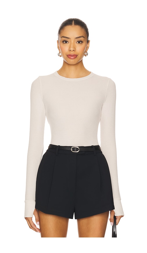 Alick Long Sleeve Fitted Top in Ivory. - size XS (also in L, M, S)