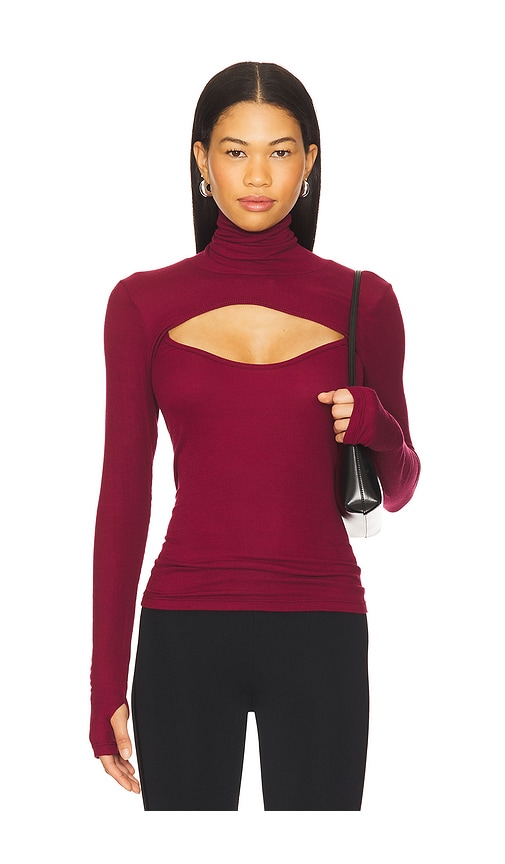 Michael Lauren Cade Long Sleeve Turtleneck Top In Animal Print