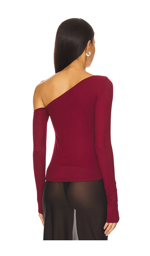  Michael Lauren Magdaleno Asymmetrical Fitted Cold Shoulder Long Sleeve Top In Burgundy. Size S. Also In Xs, M, L, Xl. 