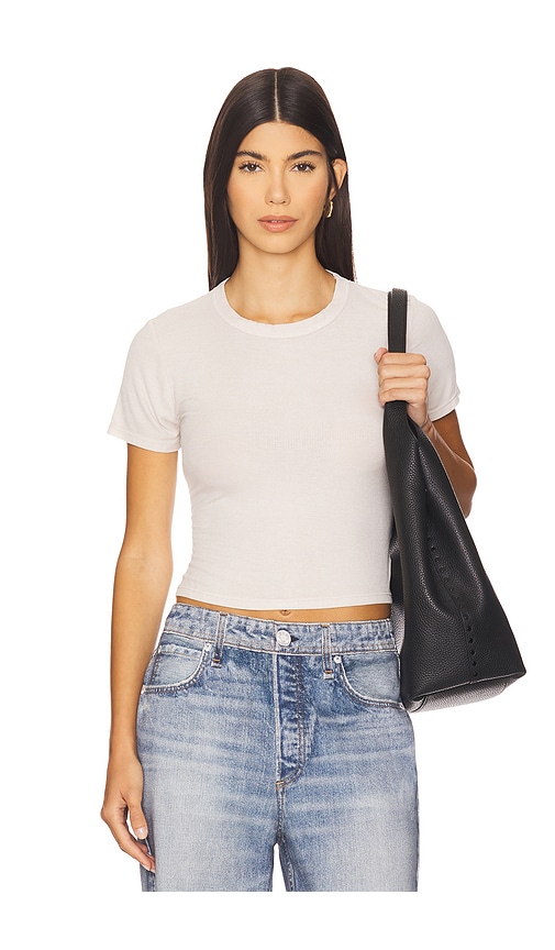 Rhea Short Sleeve Fitted Top in Ivory. - size XL (also in L, M, S, XS)