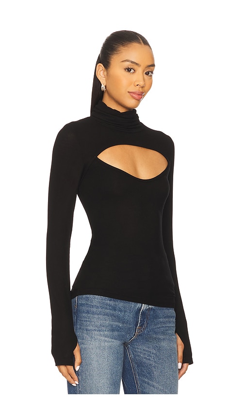 Michael Lauren Cade Long Sleeve Turtleneck Top In Black