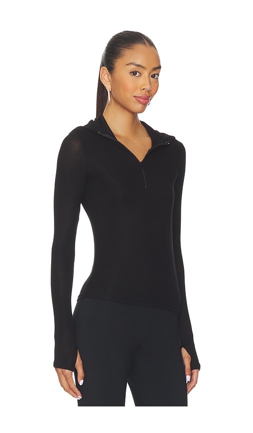 Michael Lauren Jove Long Sleeve Half Zip Top In Black