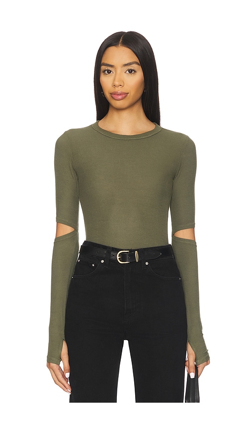 Michael Lauren Solomon Long Sleeve Fitted Tee In Green