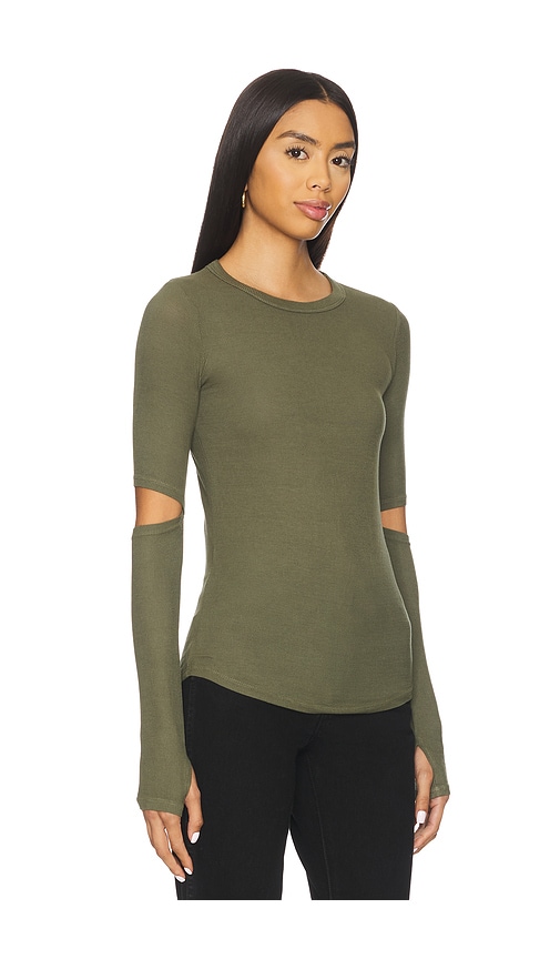 Michael Lauren Solomon Long Sleeve Fitted Tee In Green