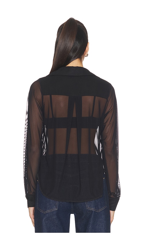  Michael Lauren Langärmliges Hemd Aus Mesh Mit Knopfleiste Alameda In Black. Größe S. Also In Xs, M, Xl. 