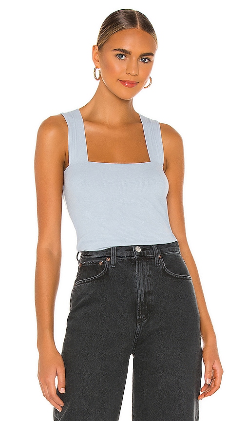 LA Made Valeria Square Neck Cinch Tank in Jade