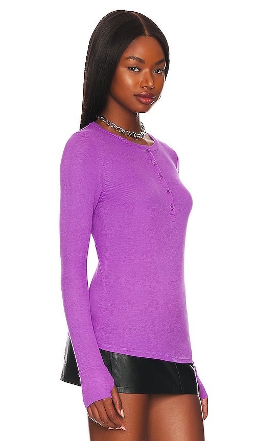 Shop Michael Lauren Vance Fitted Henley In Amethyst