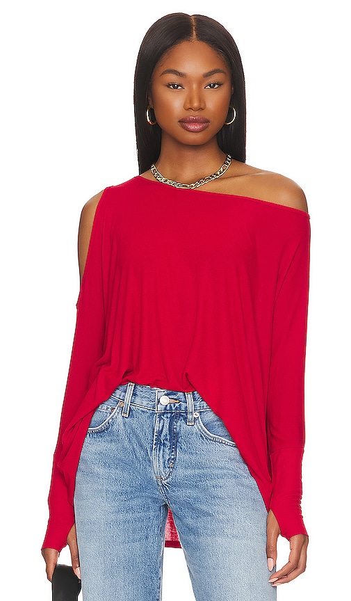 Michael Lauren Cold Shoulder Long Sleeve In Candy Red