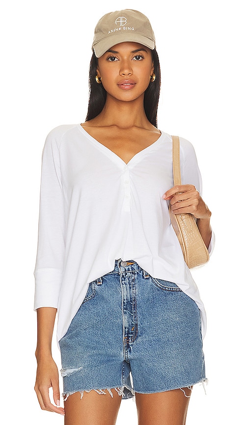 Michael Lauren Clyde Raglan Sleeve Top in White