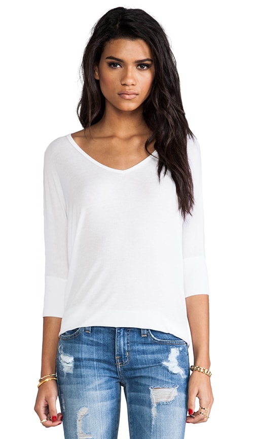 Dylan 3/4 V Neck Draped Tee