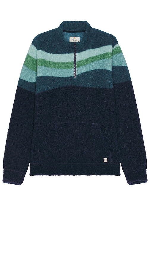 Shop Marine Layer Half Zip Sherpa Scenic Fleece In 蓝波