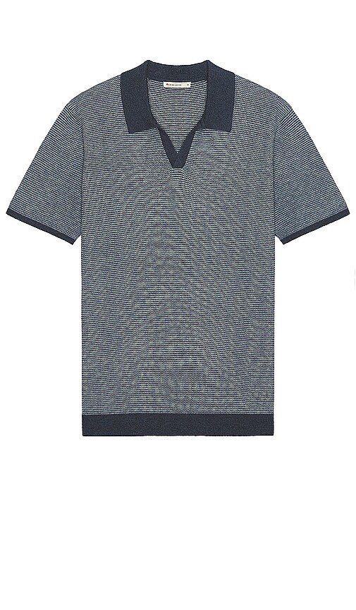 Marine Layer Liam Sweater Polo in Dark Indigo & Misty Heather