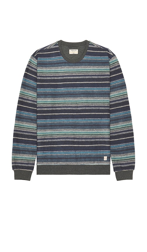 Shop Marine Layer Signature Fleece Out Stripe Crewneck Sweatshirt In Blue