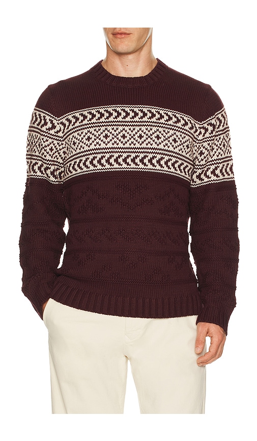 Marine Layer Textured Fair Isle Sweater In Burgundy