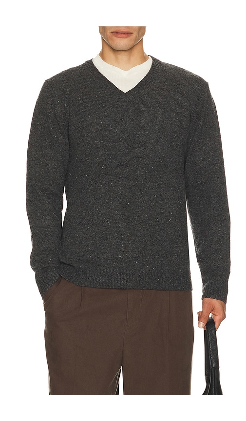 Marine Layer Donegal V Neck Sweater In Blackwater