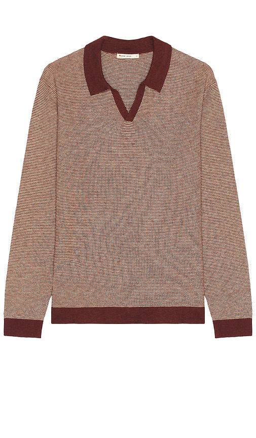Marine Layer Noah Sweater Polo in burgundy & natural