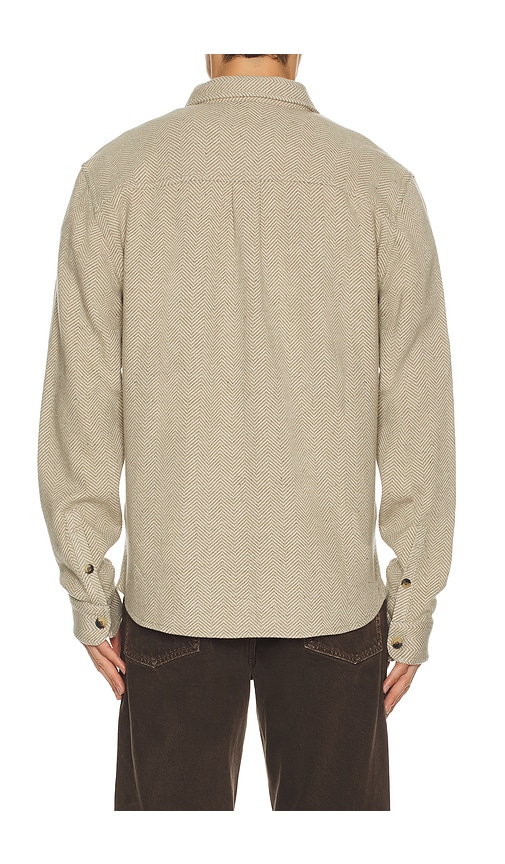 Marine Layer Pacifica Herringbone Stretch Twill Overshirt In Neutral