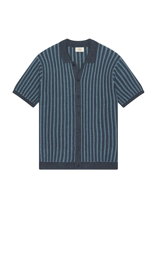Marine Layer Wyatt Sweater Button Down In Blue