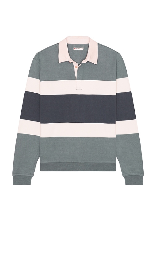 Marine Layer Sueded Rugby Polo In Blue