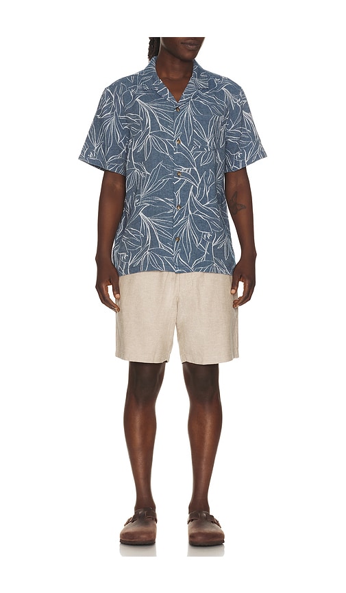  Marine Layer Resort-shirt Jacquard Linen In Blue. Größe S. Also In M, L, Xl/1x. 