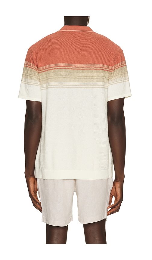 Marine Layer Greyson Withered Rose Stripe Polo Sweater In White