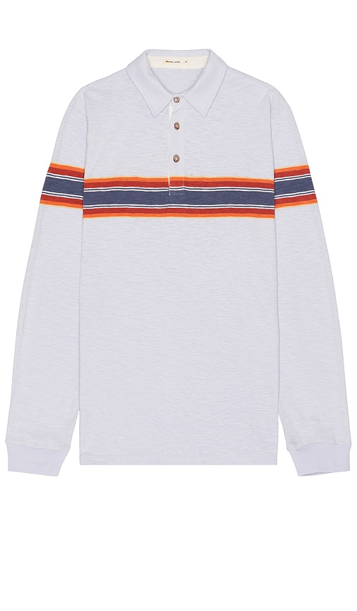 Marine Layer Nirvana Heavy Slub Stripe Rugby Shirt In Blue & Multi Stripe