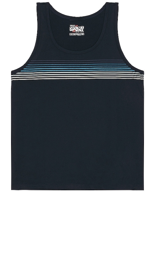 Marine Layer Recycled Sport Tank in Navy Stripe