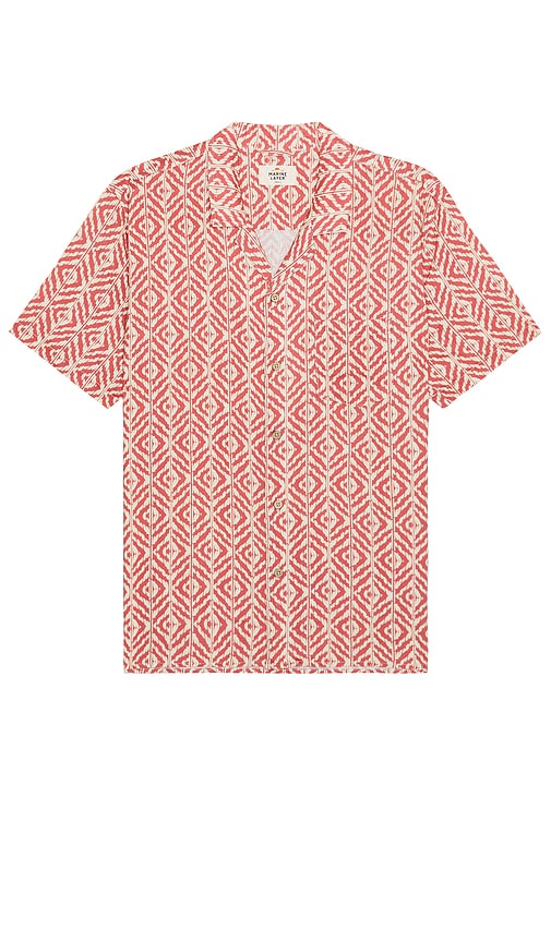 Shop Marine Layer Tencel Linen Resort Shirt In Warm Geo Print