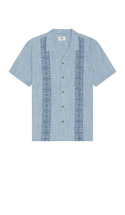 Marine Layer Embroidered Selvage Shirt in Mid Blue