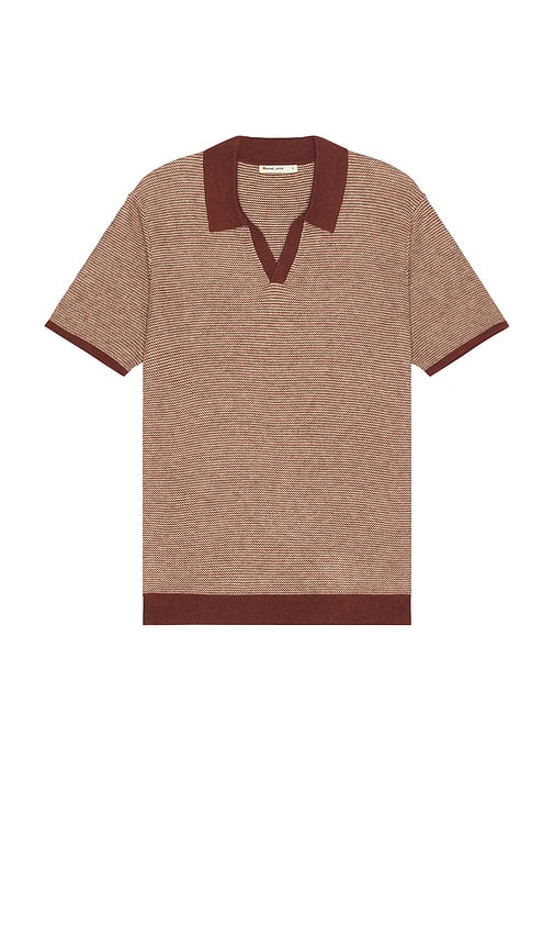 Shop Marine Layer Liam Polo In Burgundy & Natural