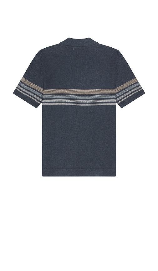 Shop Marine Layer Liam Chest Stripe Polo In Navy Neutral Stripe