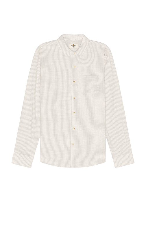 Shop Marine Layer Classic Stretch Selvage Shirt In Grey Vertical Stripe