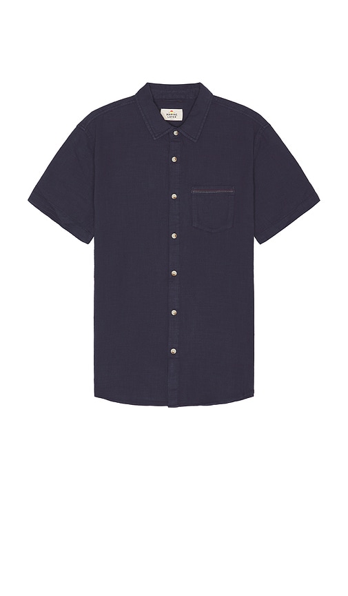 Shop Marine Layer Classic Stretch Selvage Shirt In Mood Indigo