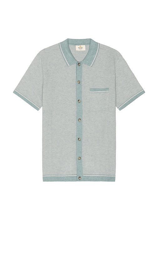 Shop Marine Layer Wyatt Button Down Shirt In Topaz & Vapor