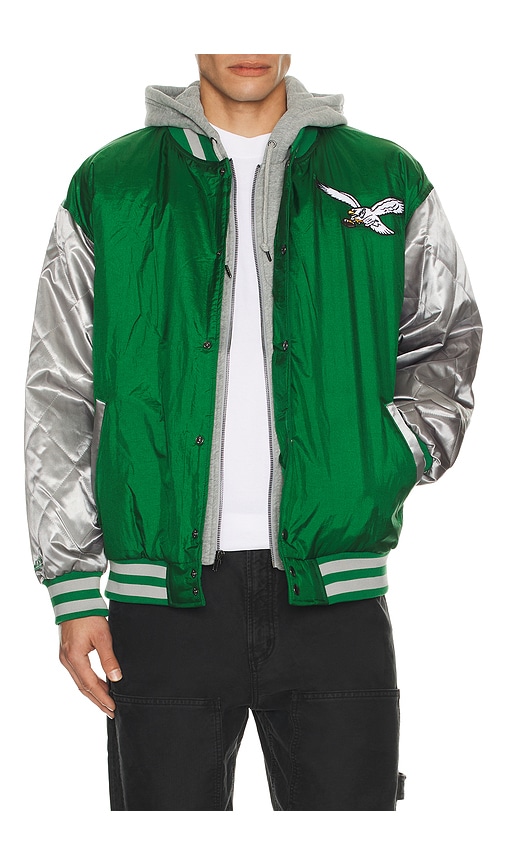 Mitchell & Ness Nfl Eagles Diamond Fusion Vintage Logo Button Front Jacket In Multi