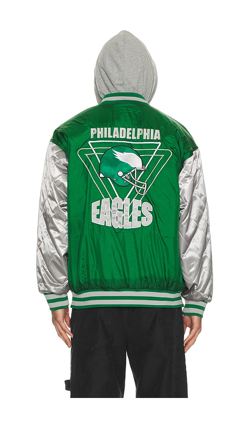  Mitchell & Ness Nfl Eagles Diamond Fusion Vintage Logo Button Front Jacket In Green. Size M. Also In L. 