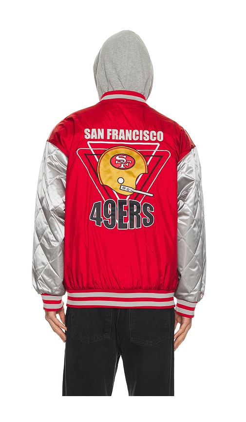  Mitchell & Ness Nfl 49ers Diamond Fusion Vintage Logo Button Front Jacket In Red. Size S. Also In M, L. 