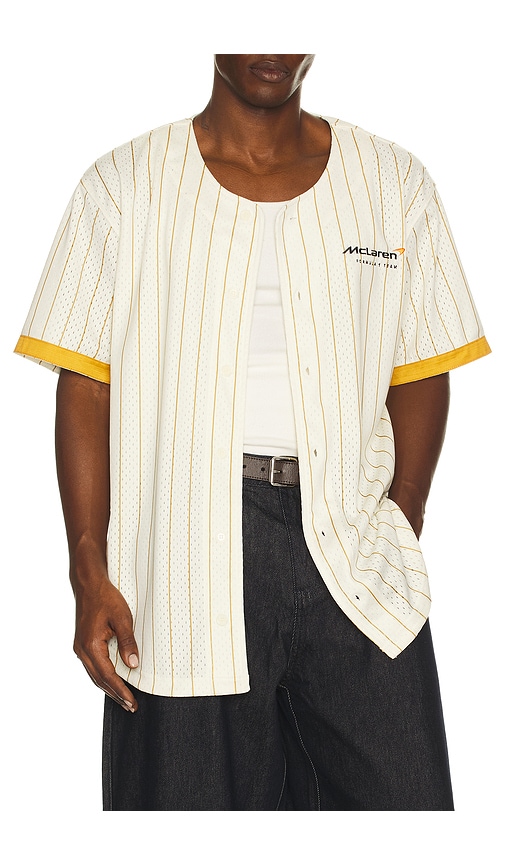  Mitchell & Ness X Mclaren Formula 1 Mesh Button Front Jersey En Color Crema Talla M  (también En S). 