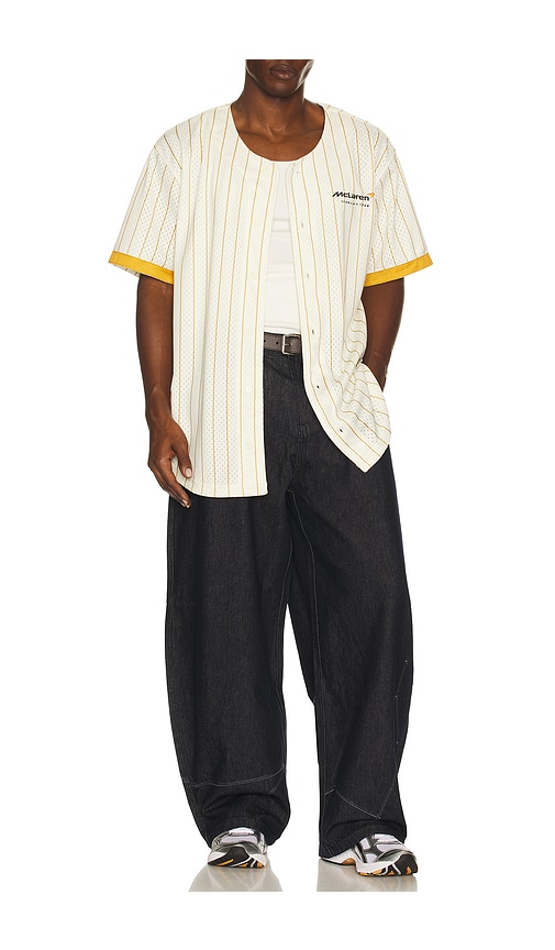  Mitchell & Ness X Mclaren Formula 1 Mesh Button Front Jersey En Color Crema Talla M  (también En S). 