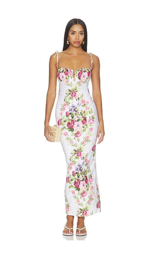Montce Petal Long Slip Dress in White. - size XS (also in S, M, L)