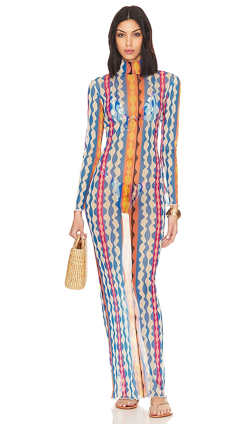 Montce Solidad Maxi Turtleneck Dress in Abstract