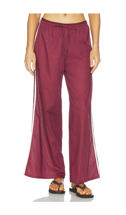 Montce Sporty Wide Leg Pant In Burgundy
